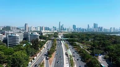 4k航拍深圳滨海大道车流交通视频的预览图